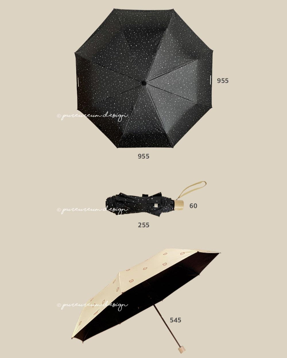 Cupid Bear UV Blocking Blackout 3-Stage Umbrella (2 Color)
