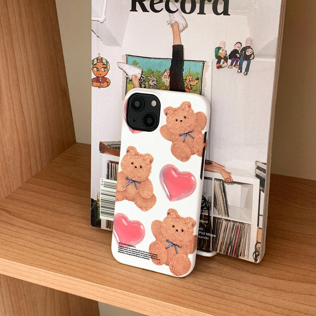 Pattern Ribbon Teddy Gummy Phone Case (Hard 普通硬殼)