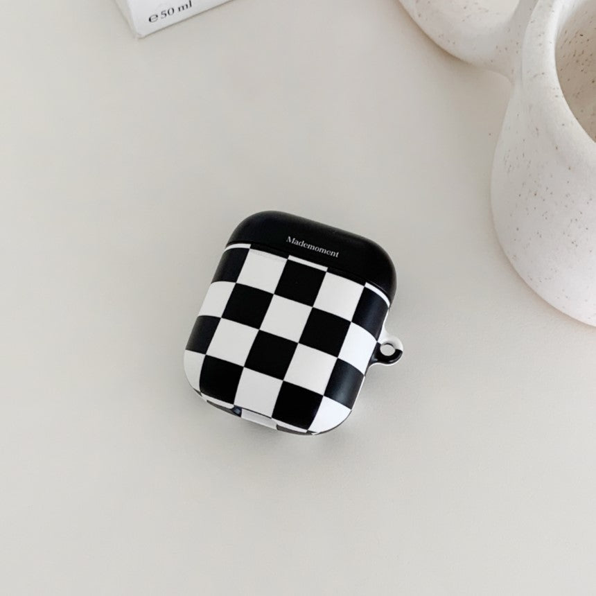 【現貨95折】Block Check Pattern (Black) Airpods 1/2 Case (Hard 硬殼)