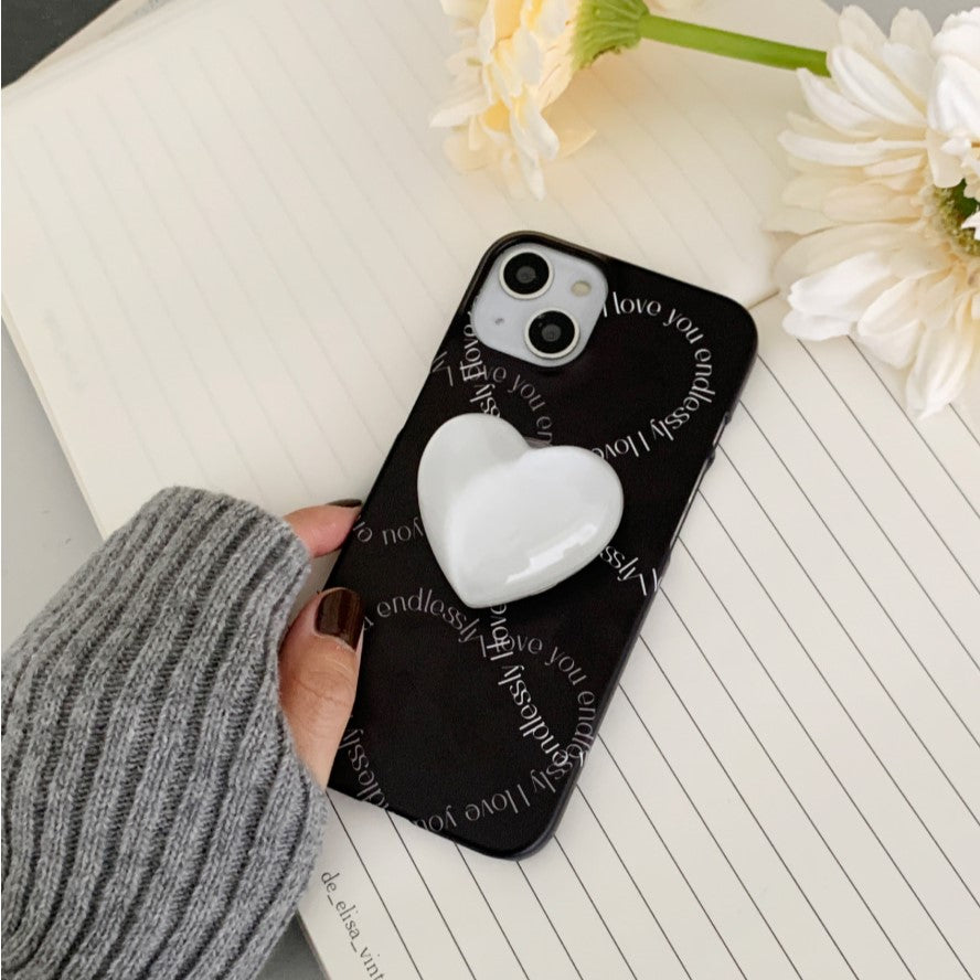 Double Heart Lettering Phone Case (Hard 普通硬殼) (4色)