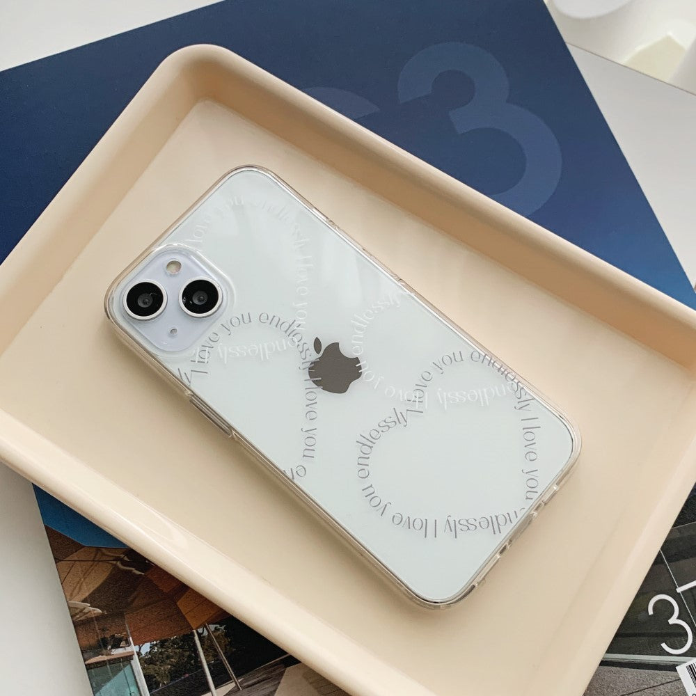 Double Heart Lettering Phone Case (Clear/Tank 透明/透明Tank款)