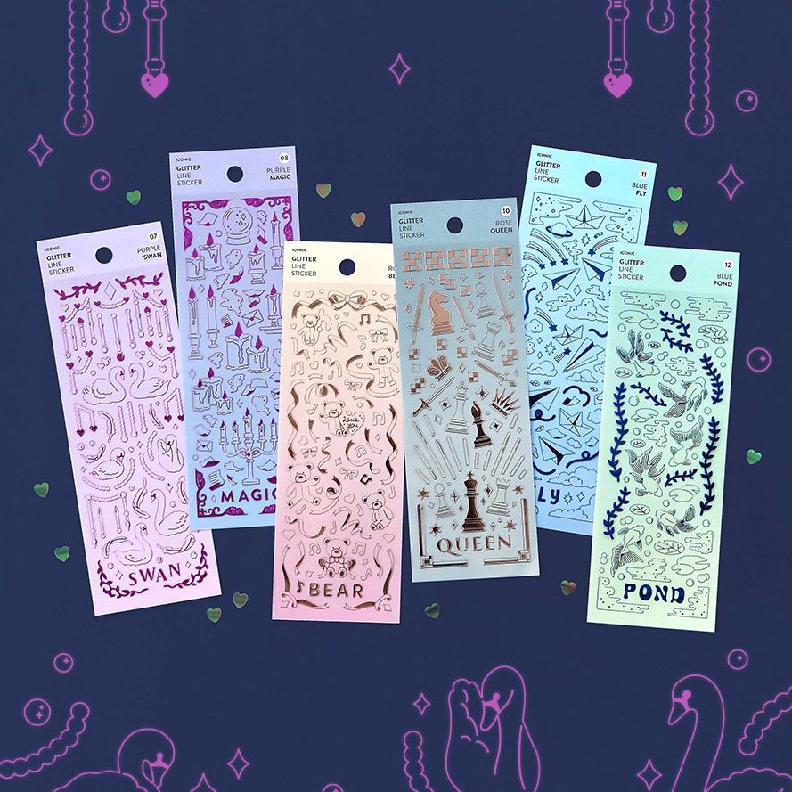 Iconic Glitter Line Sticker (6款)