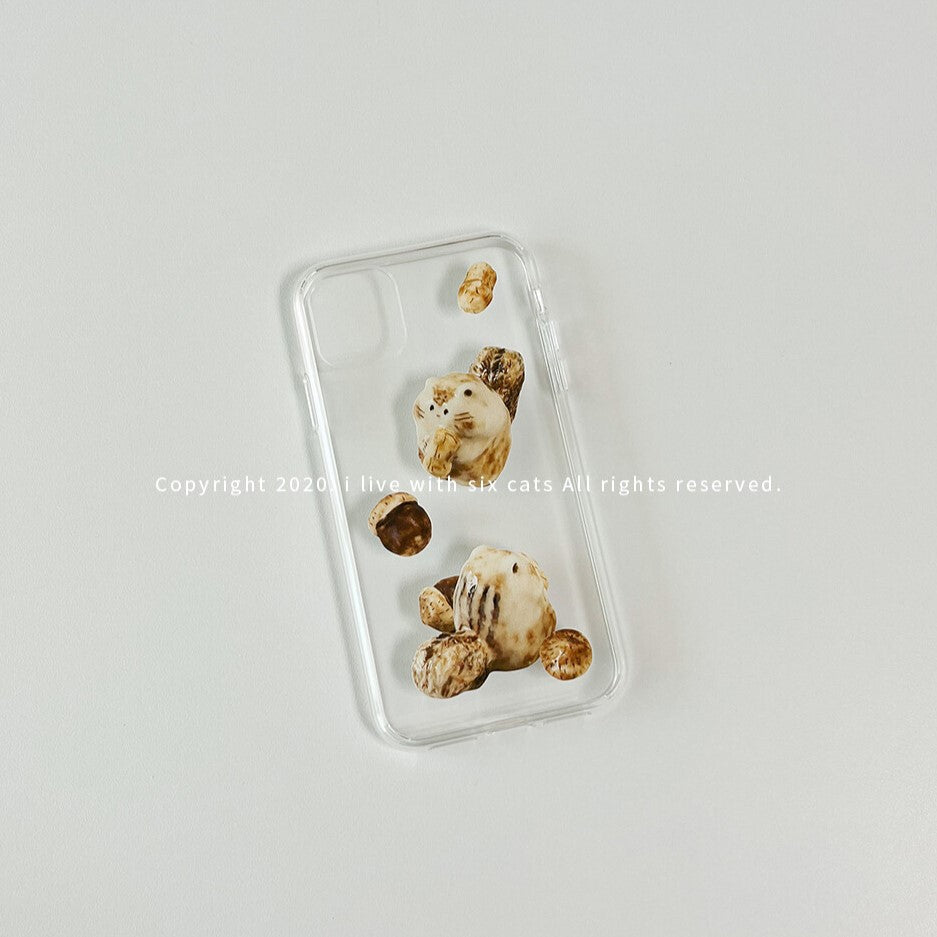 I live with six cats Squirrels Phone Case (Hard Jelly 透明殼)