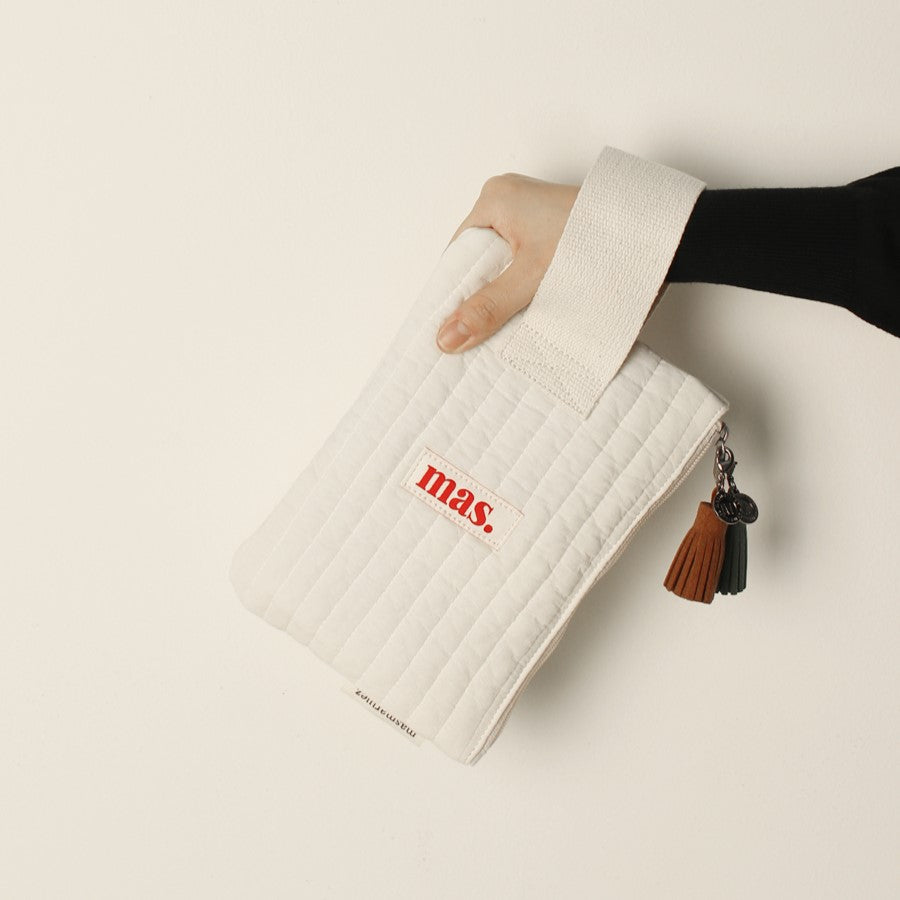 Masmarulez Strap pouch _ Stitched cotton Ivory