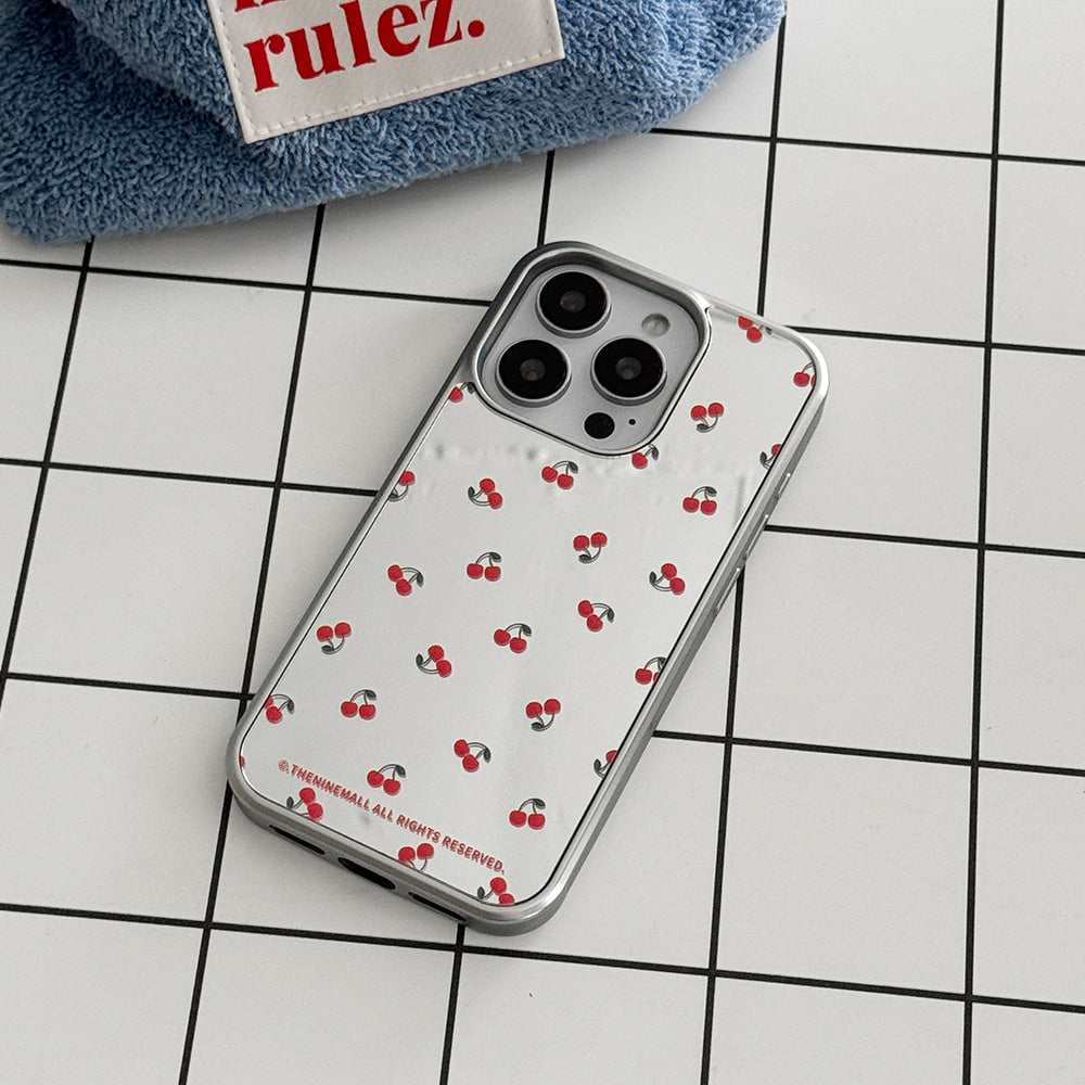 Mini Cherry Pattern Phone Case (Mirror silver bumper case)