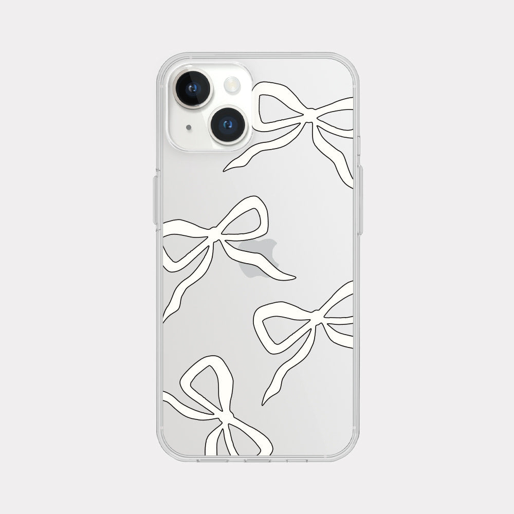 Pattern White Ribbon Phone Case (Clear/Tank 透明/透明Tank款)