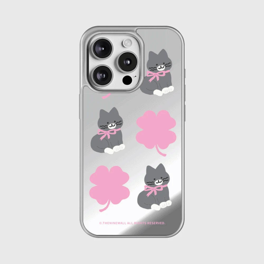 Clover Hey Cat Pattern Phone Case (Mirror silver bumper case)