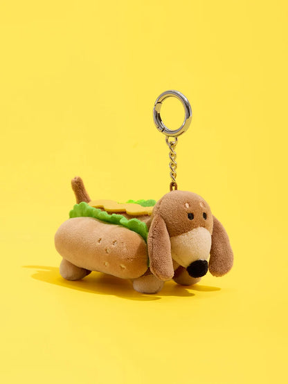 Joguman [You are what you eat] Woody Hot Dog Plush Keyring