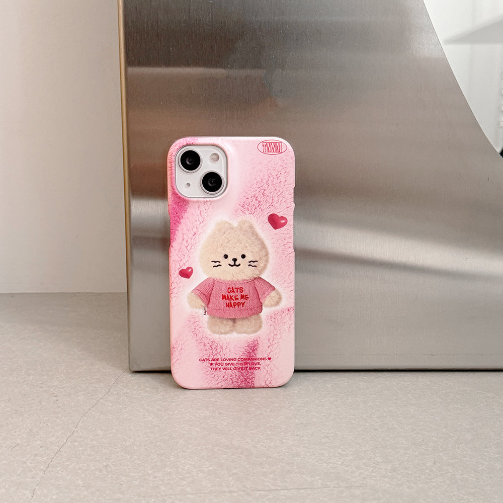 Fluffy Hey Cat Phone Case (Hard/Card Storage)