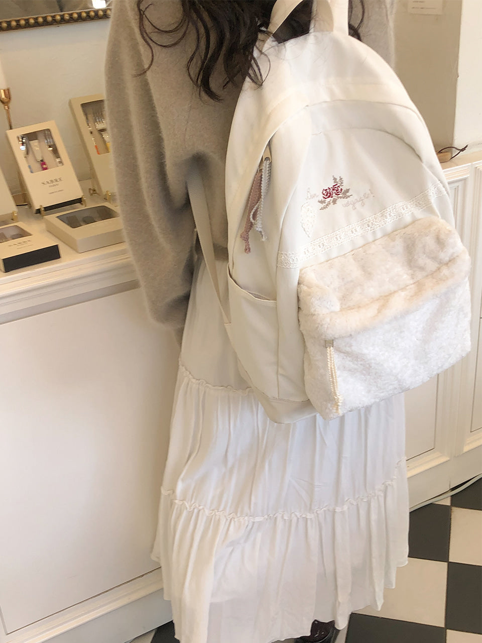 Ovuni Vintage Bon Voyage Backpack - Snow white
