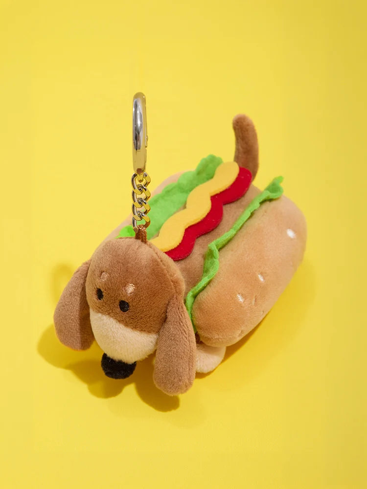 Joguman [You are what you eat] Woody Hot Dog Plush Keyring