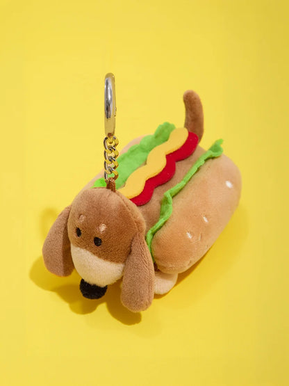 Joguman [You are what you eat] Woody Hot Dog Plush Keyring