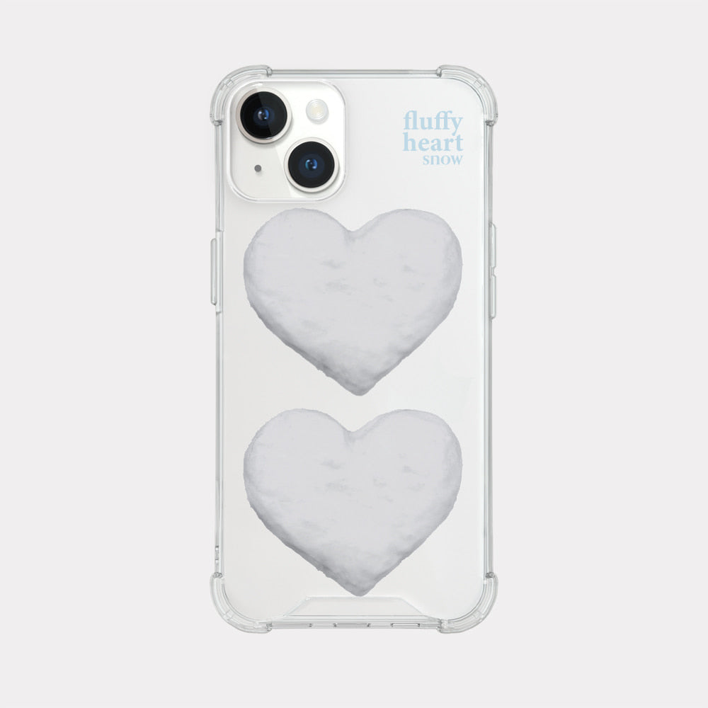 Fluffy Heart Snow Phone Case (Clear/Tank Clear/Clear card storage)