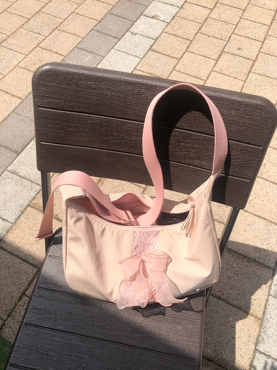 Ovuni Daily Ribbon Hobo Bag_Nude Pink