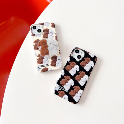 Pattern Hug Puppy Phone Case (Hard/Card Storage) (2色)