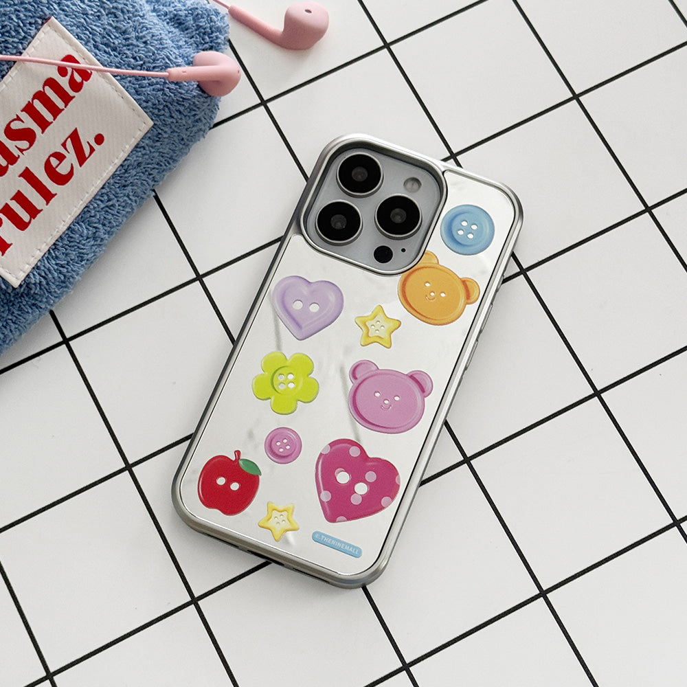 Cherished Button Pattern Phone Case (Mirror silver bumper case)