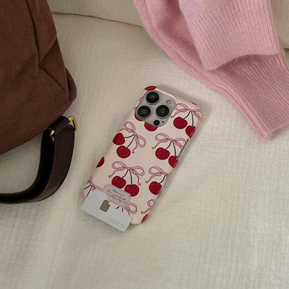 Ribbon Cherry Phone Case (Hard/Card Storage/Magsafe)