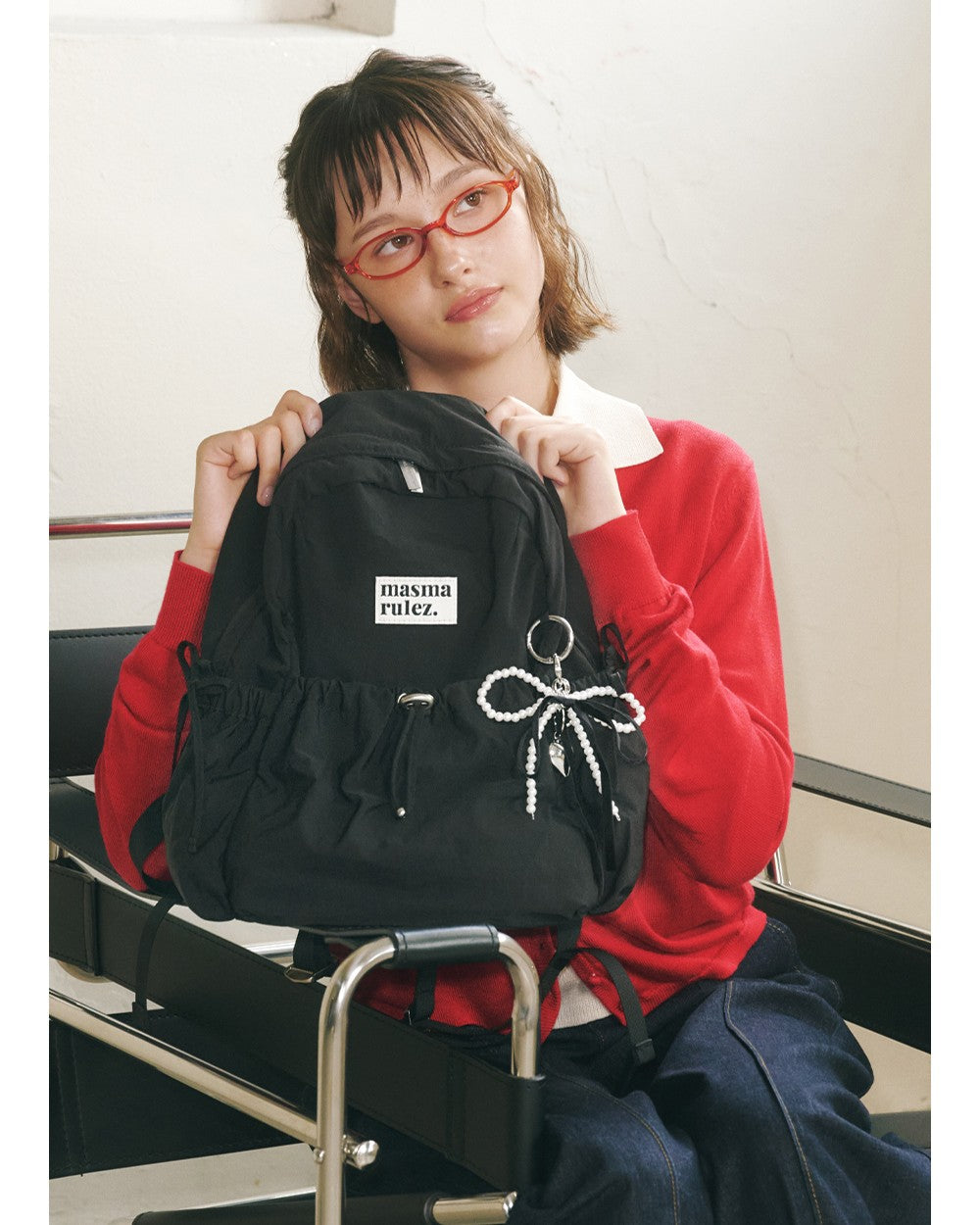 Masmarulez Mini ver. Ribbon Pocket Backpack_Black