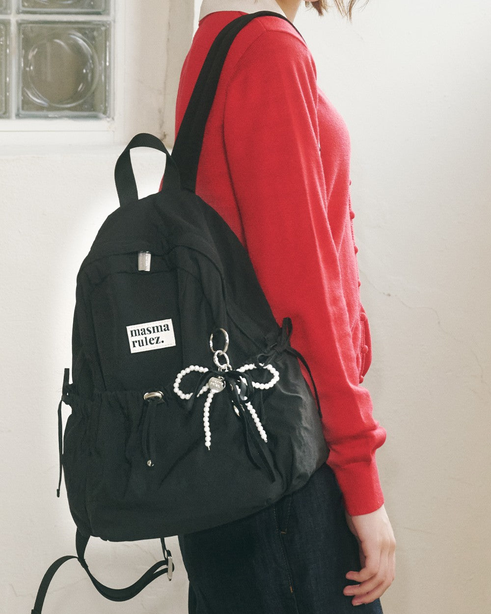 Masmarulez Mini ver. Ribbon Pocket Backpack_Black