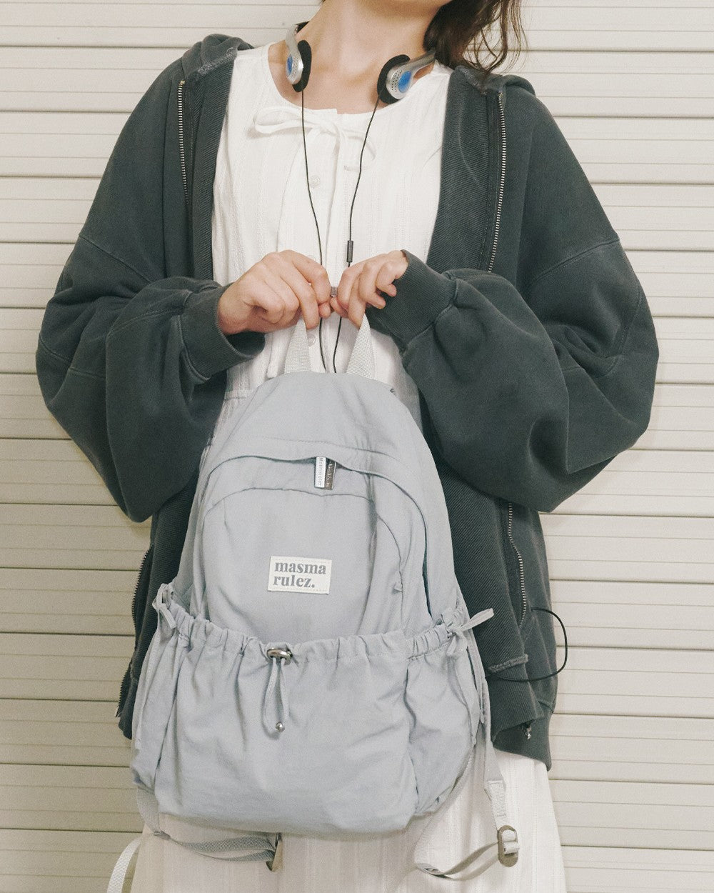 Masmarulez Mini ver. Ribbon Pocket Backpack_Fog blue