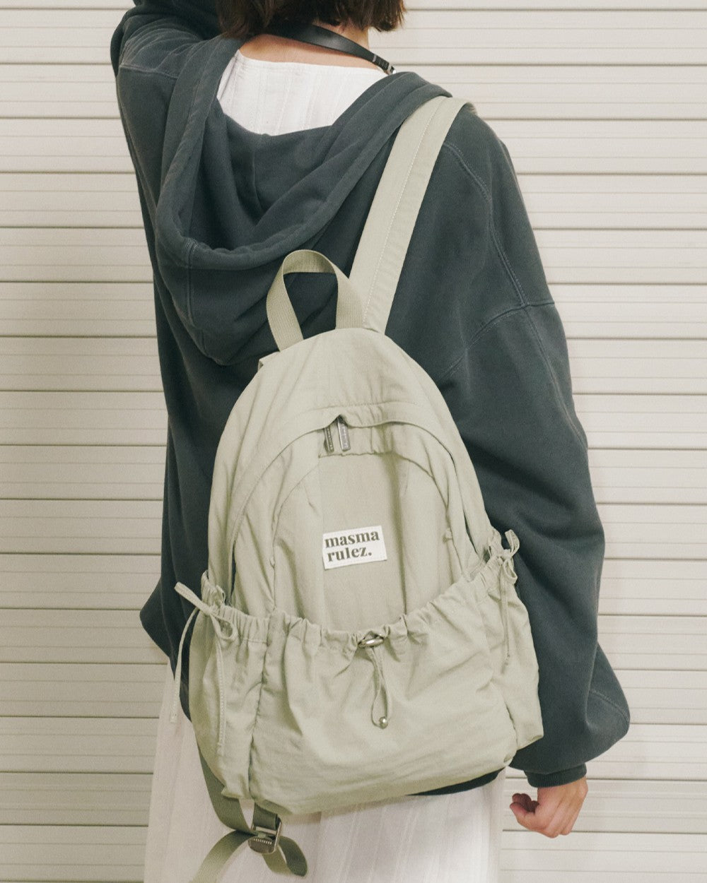 Masmarulez Mini ver. Ribbon Pocket Backpack_Fog green