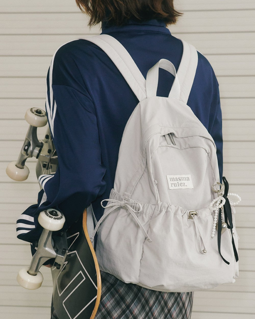 Masmarulez Mini ver. Ribbon Pocket Backpack_Light gray