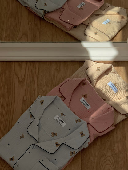 Juuneedu Mandy Bear Cotton Short Sleeves Pajamas Set (3色) 短袖睡衣套裝