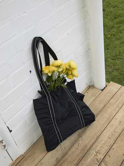 Ovuni Ruffle drawstring bag_black