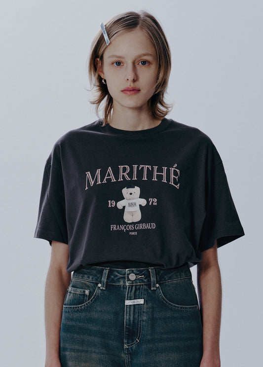 MARI GRAPHIC OVERSIZED TEE CHARCOAL