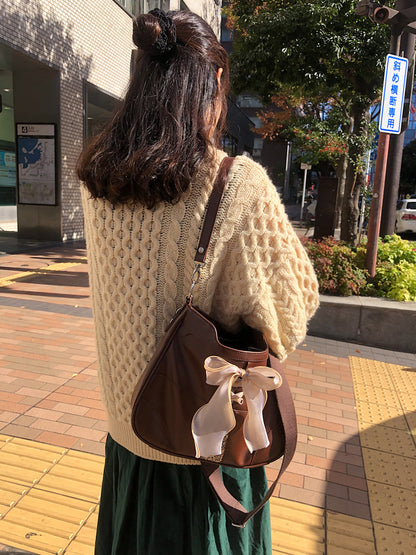Ovuni Bustier Ribbon Bag - Chocolate Brown