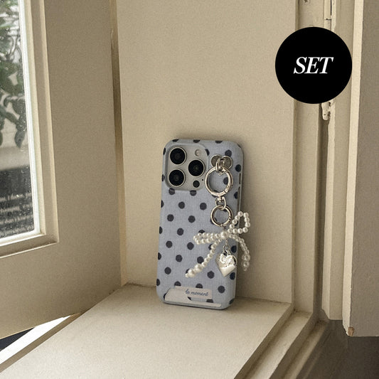 【Set】Fabric Dot (硬殼插卡款)+Tag holder+Keyring