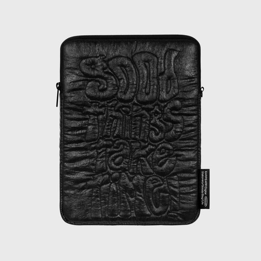 GOOD THINGS TAKE TIME-GLOSSY BLACK IPAD POUCH (11 /13 inch)