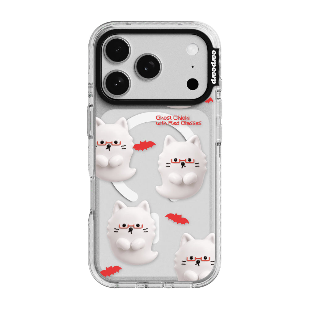 [MAGSAFE] GHOST CHICHI WITH RED GLASSES-CLEAR (Wave Label+ Case)