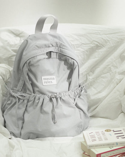 Masmarulez Mini ver. Ribbon Pocket Backpack_Light gray