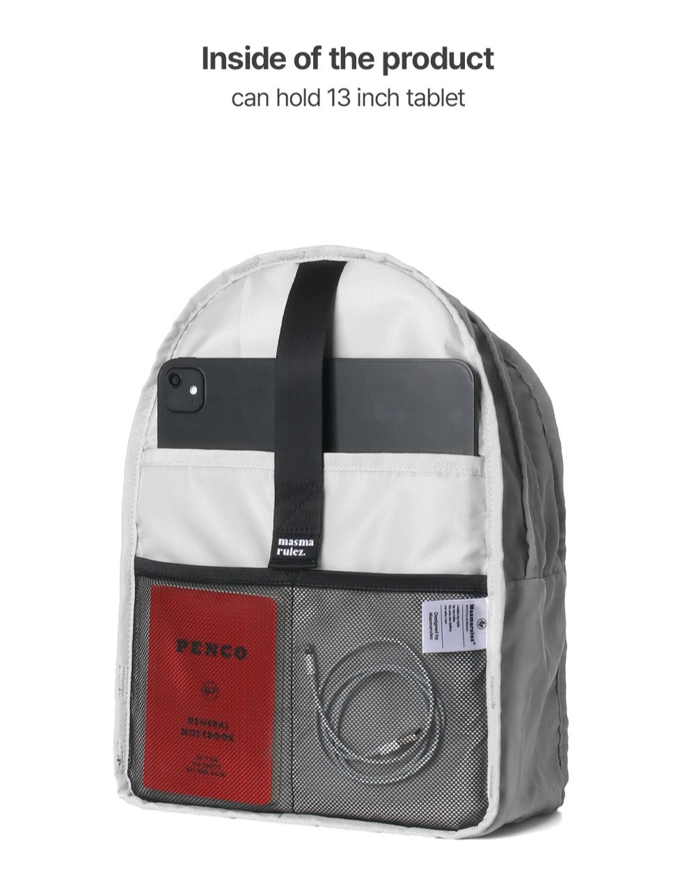 Masmarulez Mini ver. Ribbon Pocket Backpack_Light gray