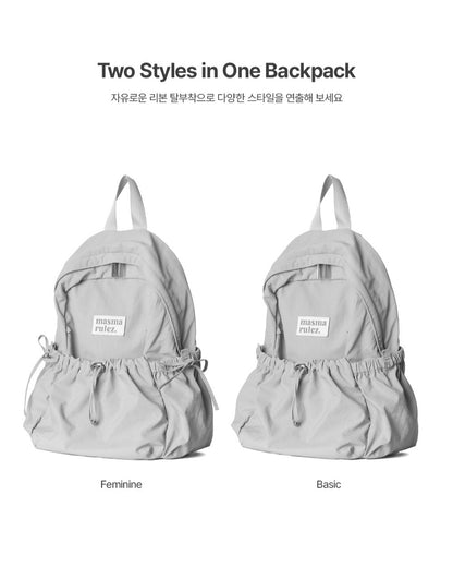 Masmarulez Mini ver. Ribbon Pocket Backpack_Light gray