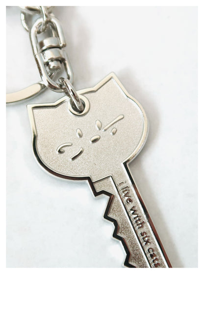 I live with six cats keyring -love all cats!