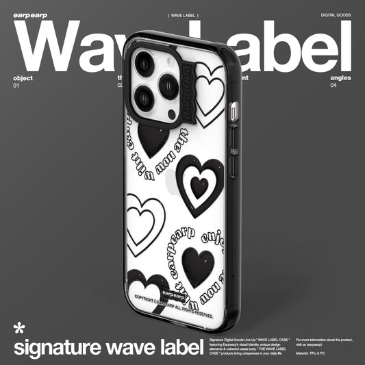 SOLID HEART OBJECT-BLACK (Wave Label Clear Case)