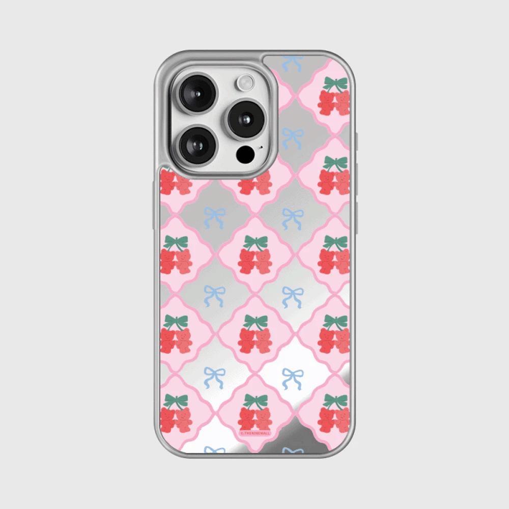 Cherry Gummy Checkerboard Phone Case (Mirror silver bumper case)