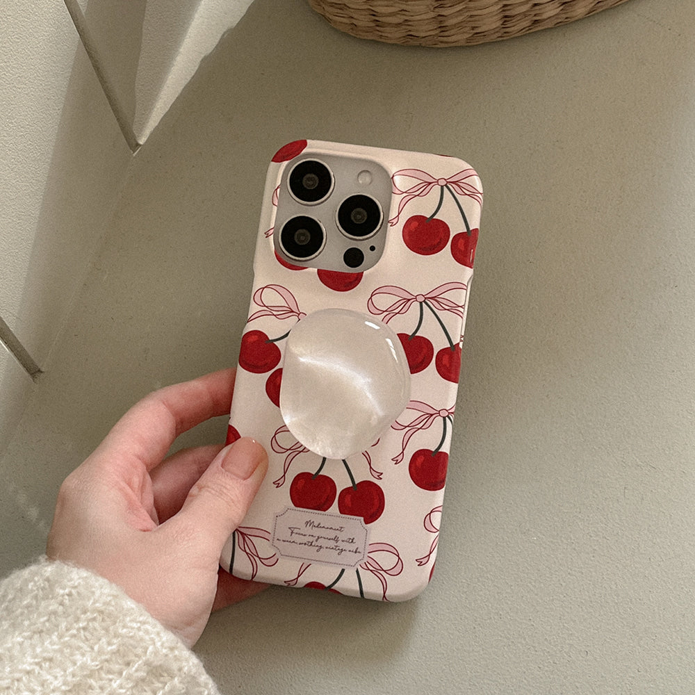 Ribbon Cherry Phone Case (Hard/Card Storage/Magsafe)