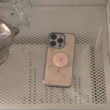 Fuzzy Ribbon Bunny Phone Case (Silver bumper case)