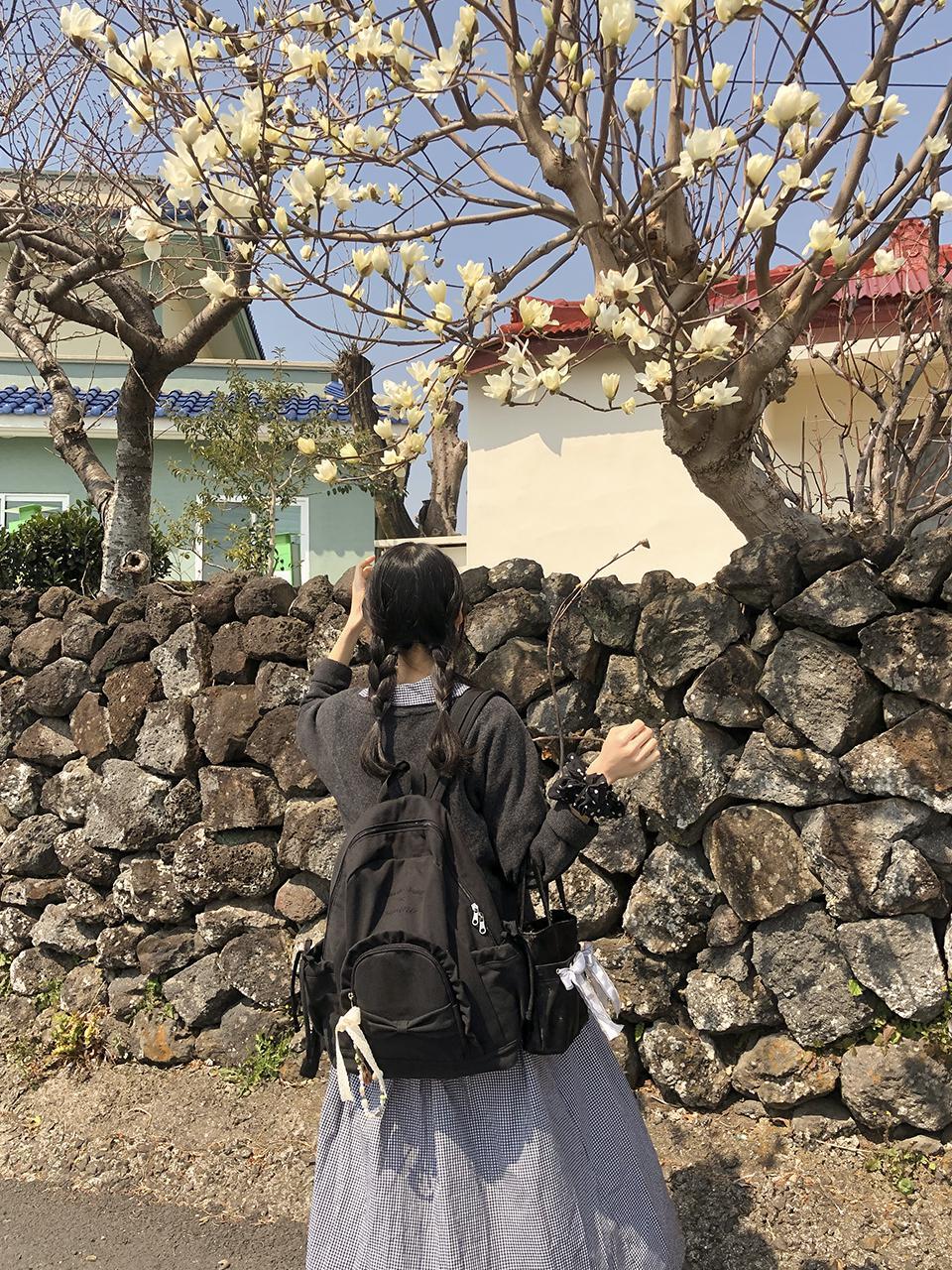 Ovuni Ruffle Ribbon Backpack_ Vintage Black