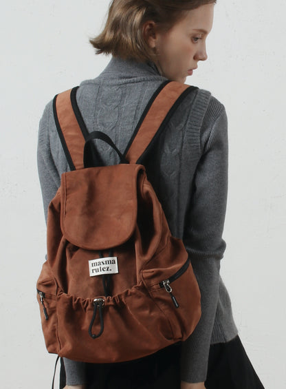 Masmarulez Mini ver. Suede flap backpack _ Brown