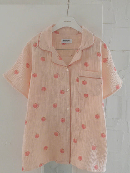 Juuneedu Peach Cotton Short Sleeves Pajamas Set 短袖睡衣套裝