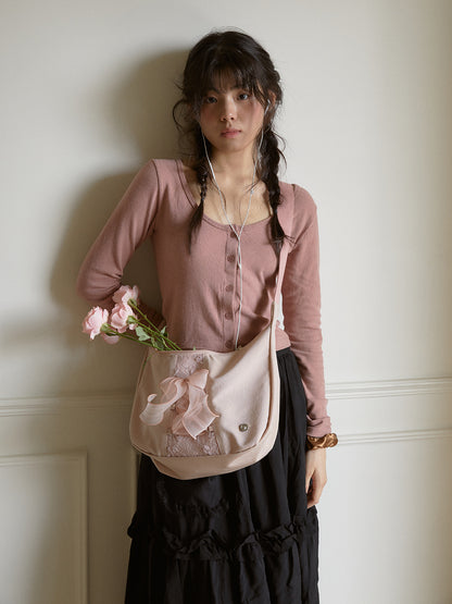 Ovuni Daily Ribbon Hobo Bag_Nude Pink