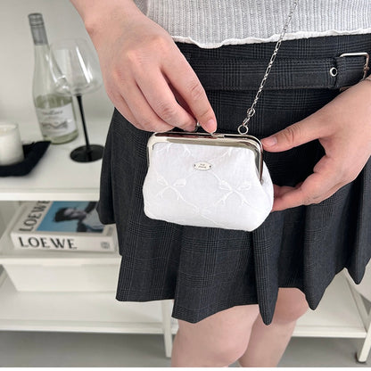 Peakdrawing Pure white ribbon frame mini bag