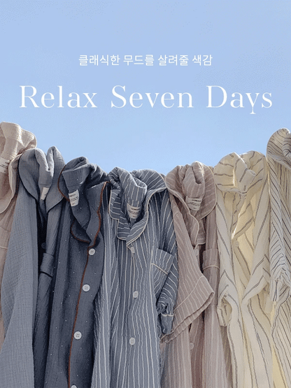 【買2套減$20✨】Juuneedu 7 Days Stripe Cotton Short Sleeves Pajamas Set (7色) 短袖睡衣套裝