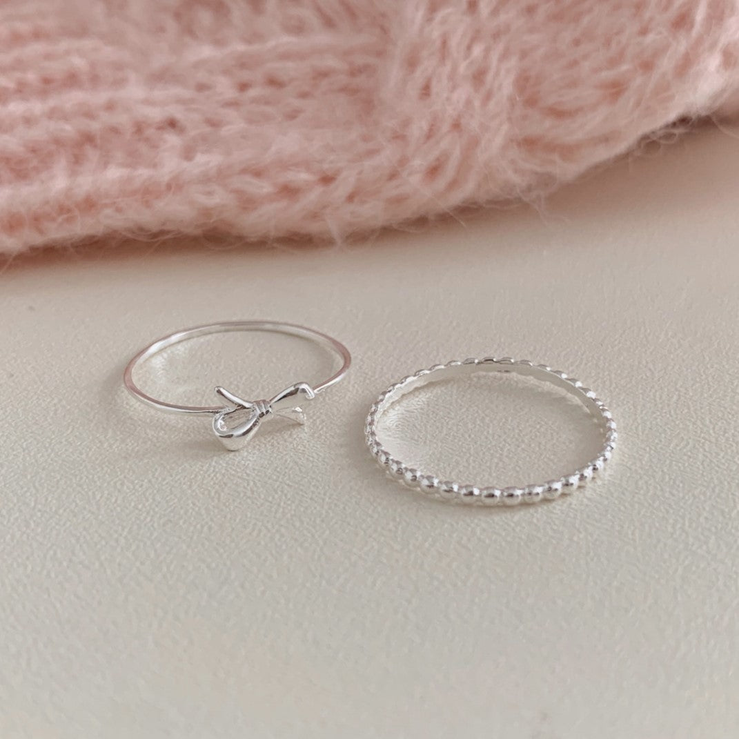 [Silver925] Alice Ribbon Layered Ring Set (2pcs)