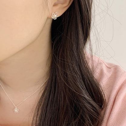 [Silver925] Mist Flower Silver Earrings/Necklace 套裝