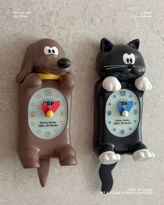 CRR Wagging Tail Wall Clock (黑貓/臘腸狗)